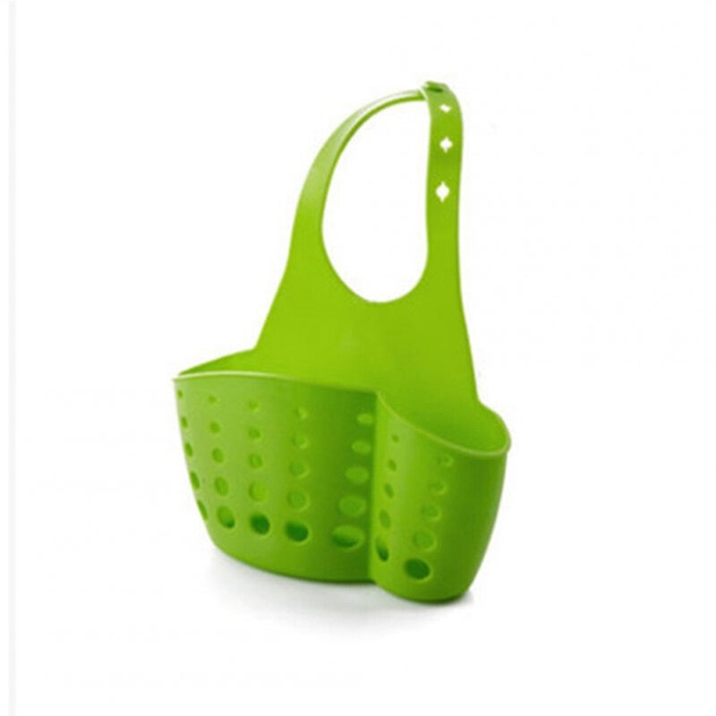 Adjustable Button Type Sink Storage Hanging Drain Basket For Kitchen Sponge Green