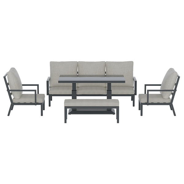 Outdoor Dining Sets Gardeon 5 Piece Outdoor Furniture Setting Table Chair Aluminium Sofa 7 Seater