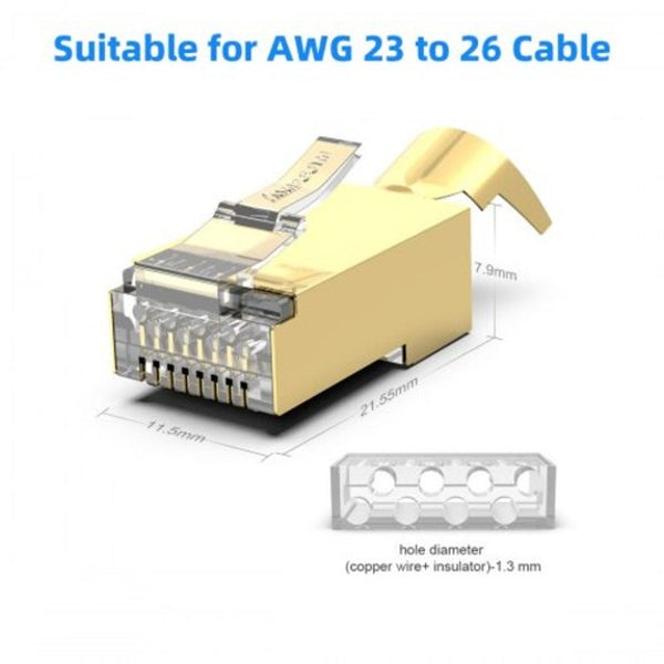 Ethernet Cables (RJ 45/8P8C) Cat7 Shielded 50U Gold Platedrj45 Modular Plug Rj Connector For Ethernet Cable Pcs