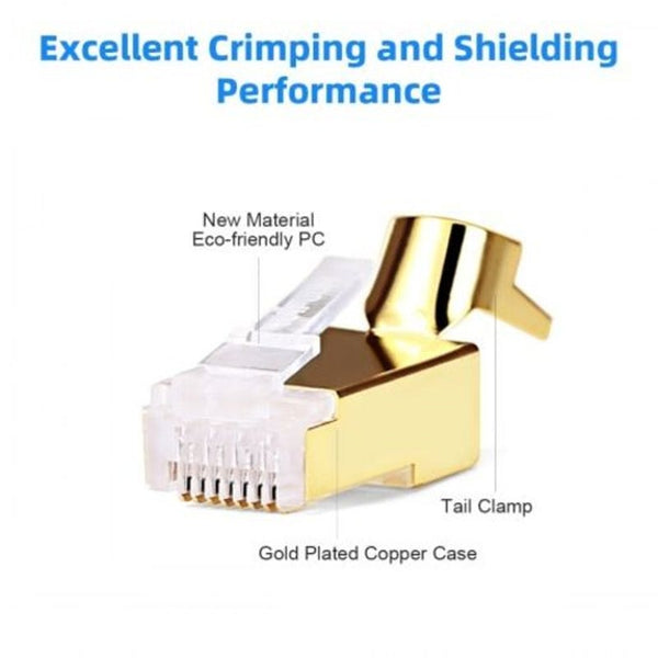 Ethernet Cables (RJ 45/8P8C) Cat7 Shielded 50U Gold Platedrj45 Modular Plug Rj Connector For Ethernet Cable Pcs