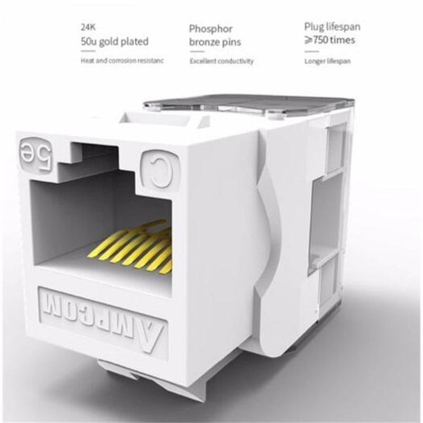 Plugs, Jacks & Wall Plates Pro Cat5e Tool Less Keystone Jack Self Locking No Punch Down Rj45 Module Adapter White