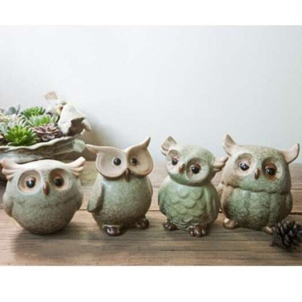 Animal Decoration Ceramic Owl Home Kit Green