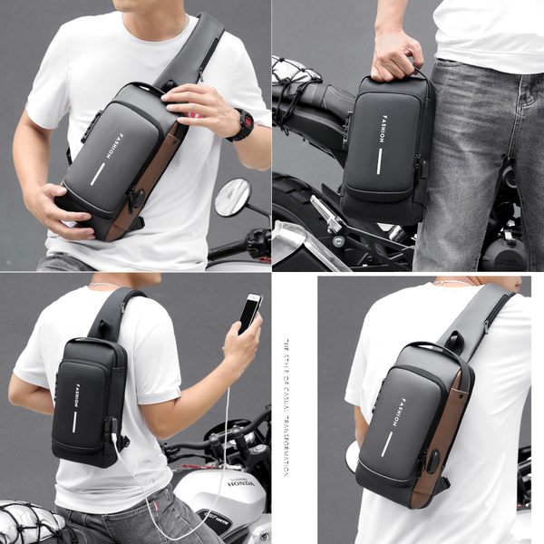 Bags Anti Theft Stylish Locking Usb Crossbody Sling Bag Men