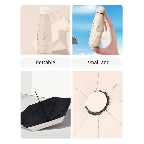 Umbrellas New Anti Uv Enlarged Dual Purpose Sun Umbrella Small Sunscreen Black Rubber Parasol Parag Mini Capsule