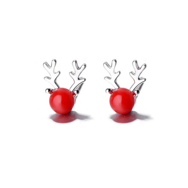 Earrings Lady's Simple Pure Silver Antler Ear Classic Stud