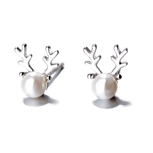 Earrings Lady's Simple Pure Silver Antler Ear Classic Stud