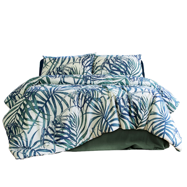 Quilt Covers Ardor Palms Blue Polyester Cotton Quilt Cover Set