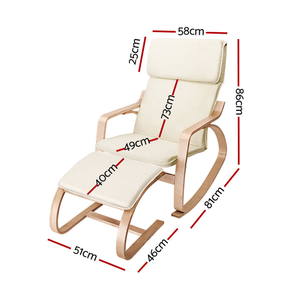 Sofas, Armchairs & Couches Artiss Wooden Armchair With Foot Stool Beige