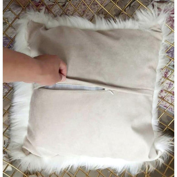 Cushions & Decorative Pillows 40X40cm Artificial Wool Fur Soft Plush Pillowcase Cushion Cover Light Blue