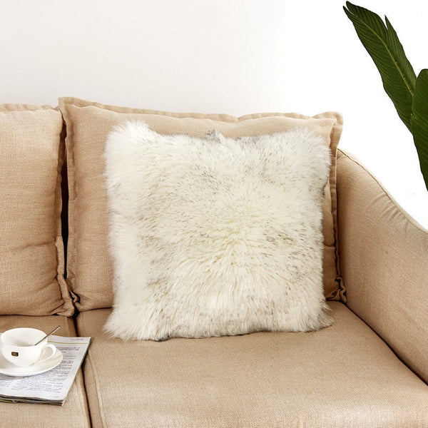 Cushions & Decorative Pillows Artificial Wool Fur Soft Plush Pillowcase Cushion Cover Cream