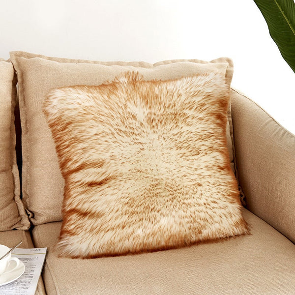 Cushions & Decorative Pillows 40 X 40Cm Artificial Wool Fur Soft Plush Pillowcase Cushion Cover In White Yellow