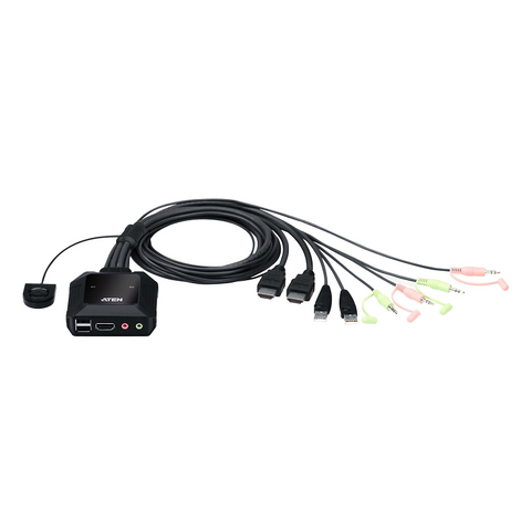 KVM Switches Aten 2 Port Usb 4K @60Hz Hdmi Cable Kvm Switch With Remote Selector