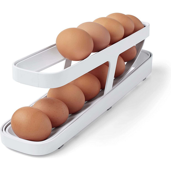 Automatic Scrolling Egg Rack Holder Storage Box Basket Container Organizer Rolldown Refrigerator Dispenser For Kitchen Gadgets