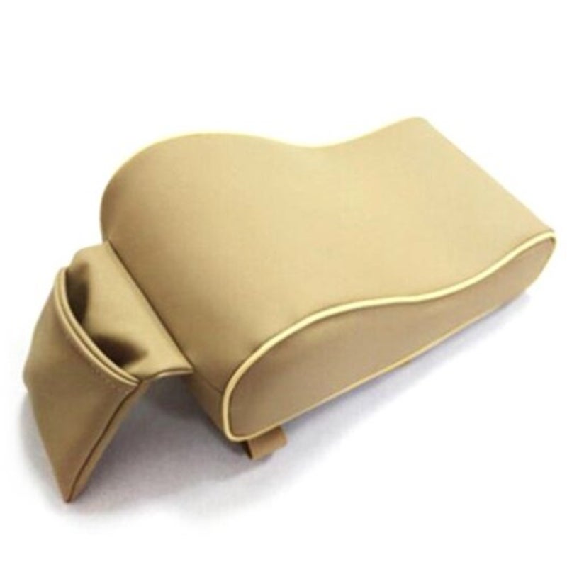 Consoles Pu Leather Car Armrest Pad Memory Foam Universal Armrests Covers With Phone Pocket Beige