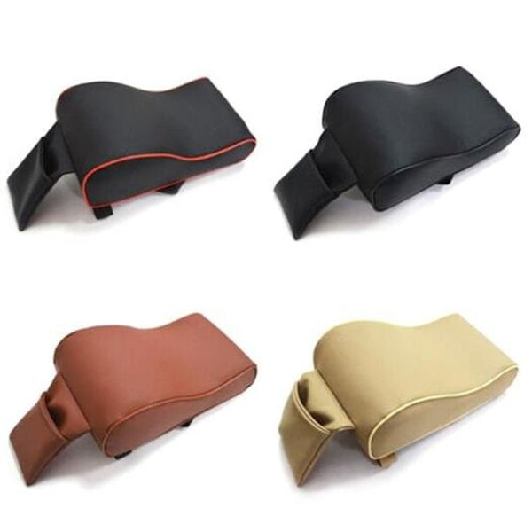 Consoles Pu Leather Car Armrest Pad Memory Foam Universal Armrests Covers With Phone Pocket Beige