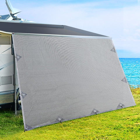 Weisshorn 5.2M Caravan Privacy Screens 1.95M Roll Out Awning End Wall Side Sun Shade