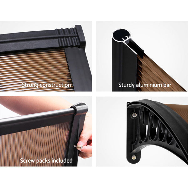 Awning & Canopy Parts Instahut Window Door Awning Canopy Patio Uv Sun Shield Brown 1Mx4m Diy