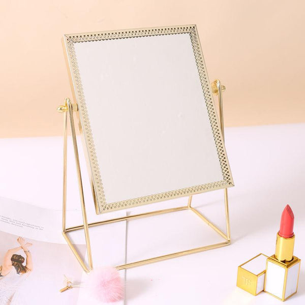 Golden Makeup Mirror Home Decor Desktop Table