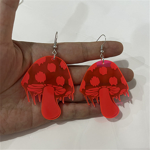 Dressing Tables Cute Unique Acrylic Fluorescent Small Mushroom Earrings Women