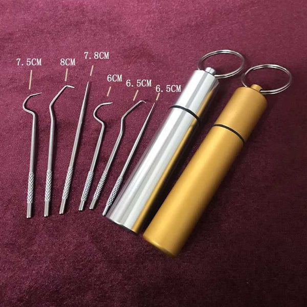 Stainless Steel Toothpick 304 Household Portable Cleaning Tool Set 7Pcs