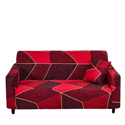 Slipcovers 4 Seater Sofa Cover Red Geometric Style Elastic Stretchable Slipcover