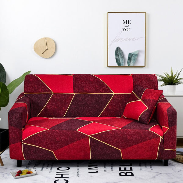 Slipcovers 2 Seater Sofa Cover Red Geometric Style Protection For Living Room Chair Slipcover