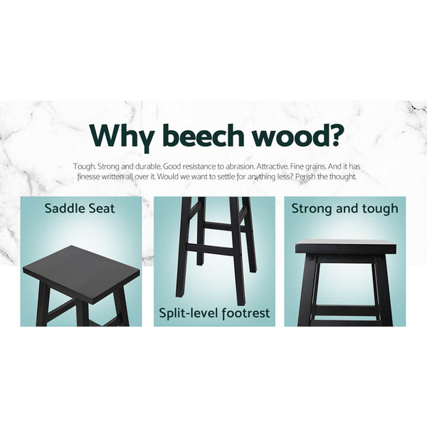 Benches Bar Stools Artiss Set Of 4 Beech Wood Bar Stools Black