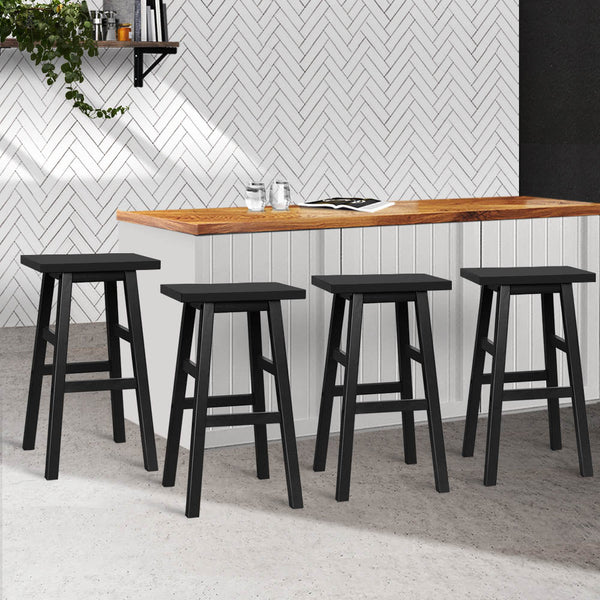 Benches Bar Stools Artiss Set Of 4 Beech Wood Bar Stools Black