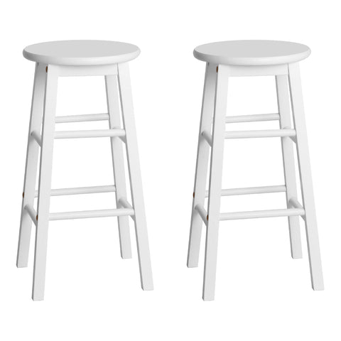 Benches Bar Stools Artiss Set Of 2 Beech Wood Backless Bar Stools White