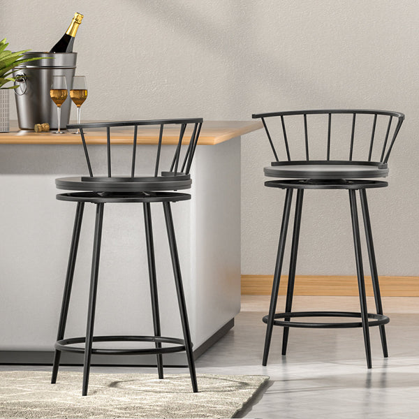 Benches Bar Stools Artiss 2X Bar Stools Swivel Metal Chairs