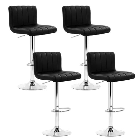 Benches Bar Stools Artiss Set Of 4 Line Style Pu Leather Bar Stools Black