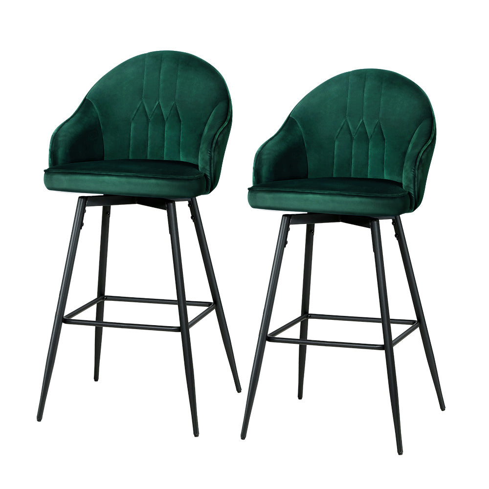 Sheets Artiss Set Of 2 Bar Stools Kitchen Dining Chairs Velvet Barstool Green Mesial