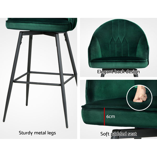 Sheets Artiss Set Of 2 Bar Stools Kitchen Dining Chairs Velvet Barstool Green Mesial