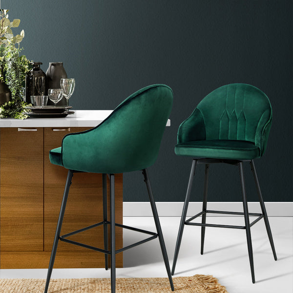 Sheets Artiss Set Of 2 Bar Stools Kitchen Dining Chairs Velvet Barstool Green Mesial