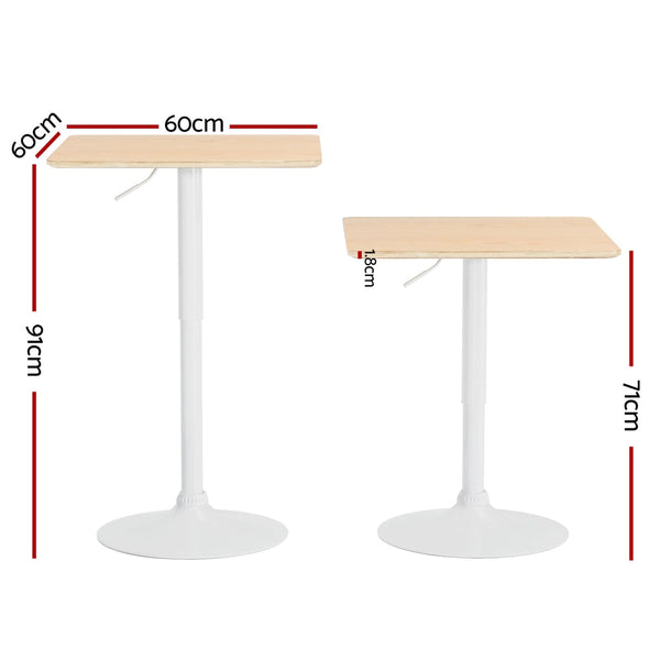 Bar Tables Artiss Bar Table Swivel Base Gas Lift Counter Dining 60Cm Square Pine