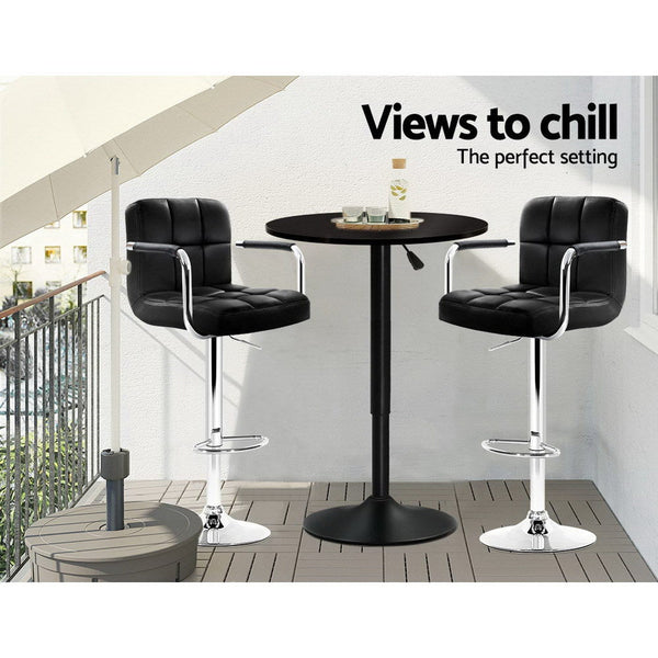 Bar Tables Artiss Bar Table Kitchen Tables Swivel Round Metal Black