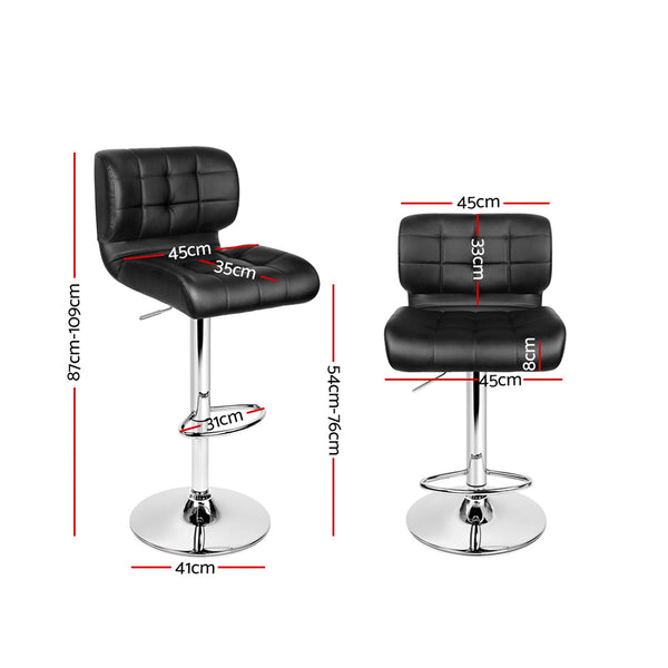 Benches Bar Stools Artiss Set Of 4 Pu Leather Gas Lift Bar Stools Black And Chrome