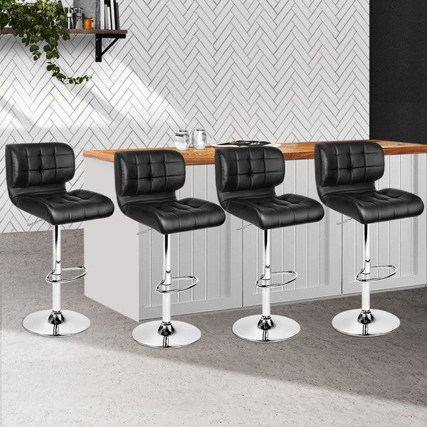 Benches Bar Stools Artiss Set Of 4 Pu Leather Gas Lift Bar Stools Black And Chrome