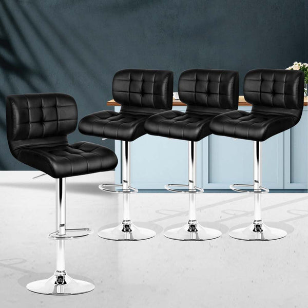 Benches Bar Stools Artiss Set Of 4 Pu Leather Gas Lift Bar Stools Black And Chrome