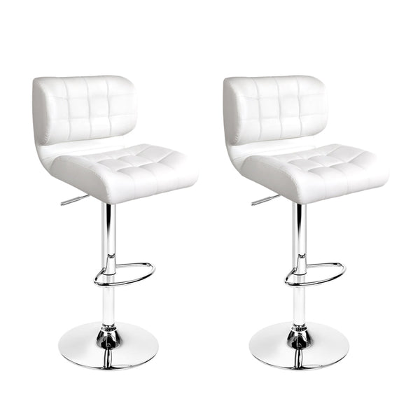 Benches Bar Stools Artiss Set Of 2 Pu Leather Gas Lift Bar Stools White And Chrome