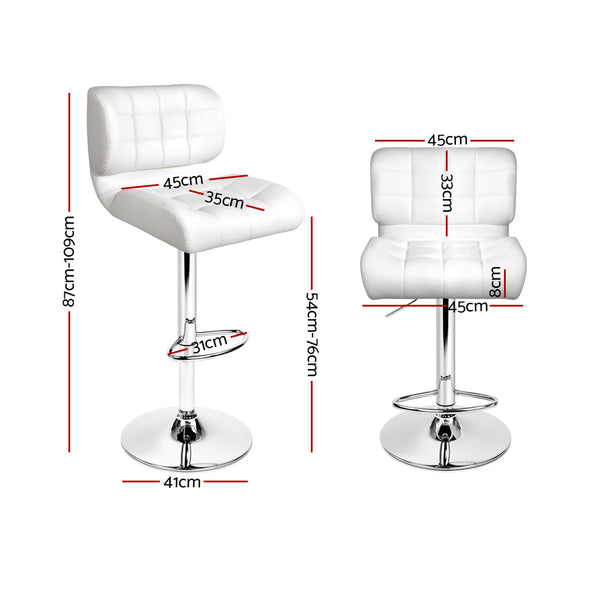 Benches Bar Stools Artiss Set Of 2 Pu Leather Gas Lift Bar Stools White And Chrome