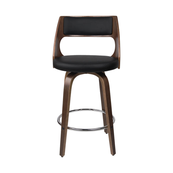 Benches Bar Stools Artiss Set Of 2 Wooden Bar Stools Pu Leather Black And