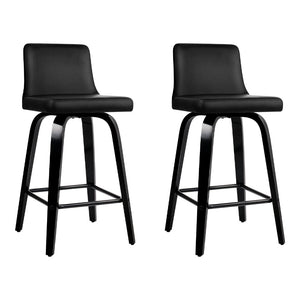 Benches Bar Stools Artiss Set Of 2 Wooden Pu Leather Bar Stool Black