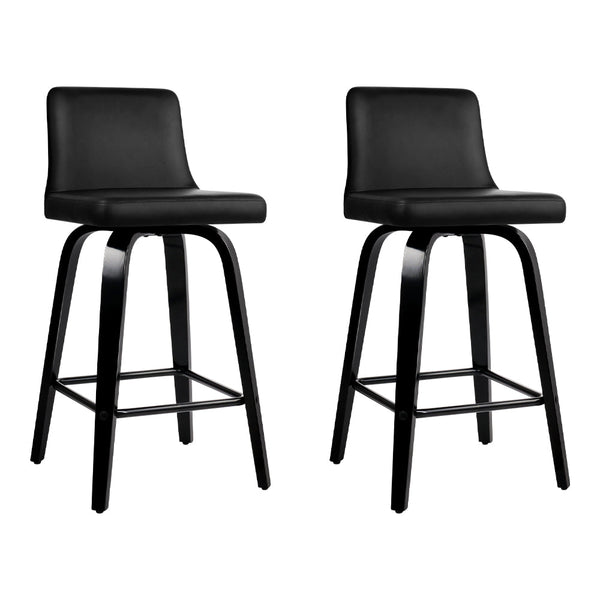 Benches Bar Stools Artiss Set Of 2 Wooden Pu Leather Bar Stool Black