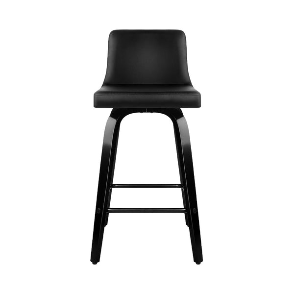 Benches Bar Stools Artiss Set Of 2 Wooden Pu Leather Bar Stool Black