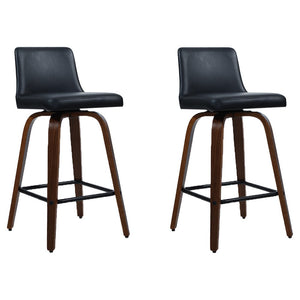 Benches Bar Stools Artiss Set Of 2 Wooden Pu Leather Bar Stool Black And Brown Legs