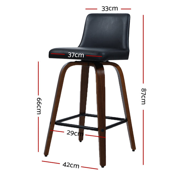 Benches Bar Stools Artiss Set Of 2 Wooden Pu Leather Bar Stool Black And Brown Legs