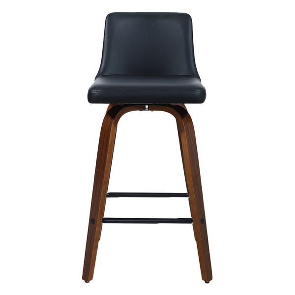 Artiss Set Of 2 Wooden Pu Leather Bar Stool - Black And Brown Legs