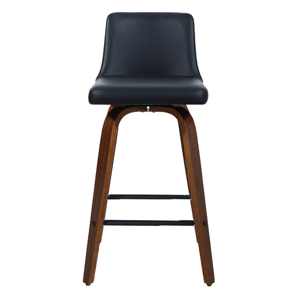 Benches Bar Stools Artiss Set Of 2 Wooden Pu Leather Bar Stool Black And Brown Legs