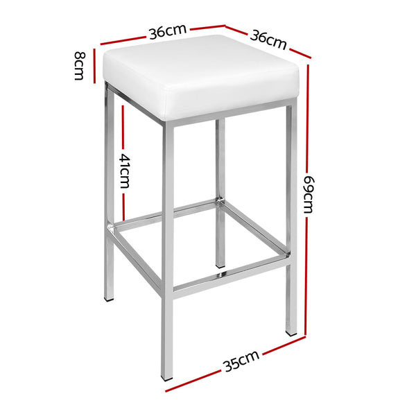 Benches Bar Stools Artiss Set Of 2 Pu Leather Backless Bar Stools White And Chrome